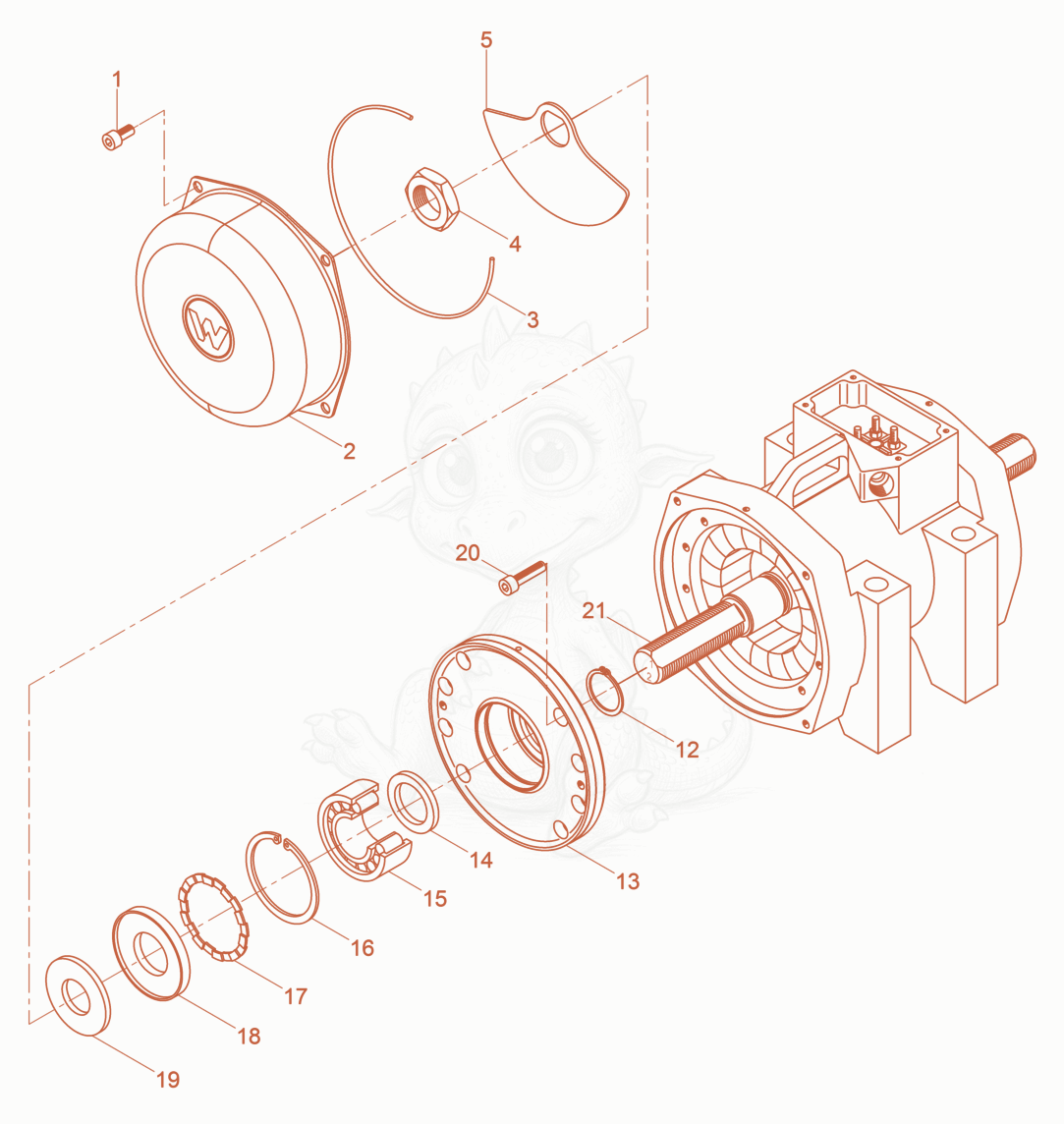 Exploded parts diagram of the External Vibrator cpl. of a Wacker Neuson AR75/4,5/042, with numbered balloons