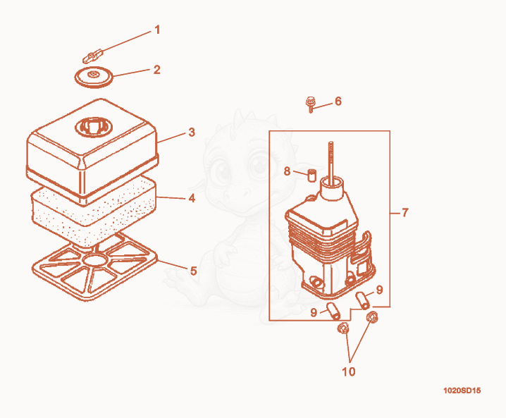 Exploded parts diagram of the Air Cleaner of a Wacker Neuson PG3A, with numbered balloons