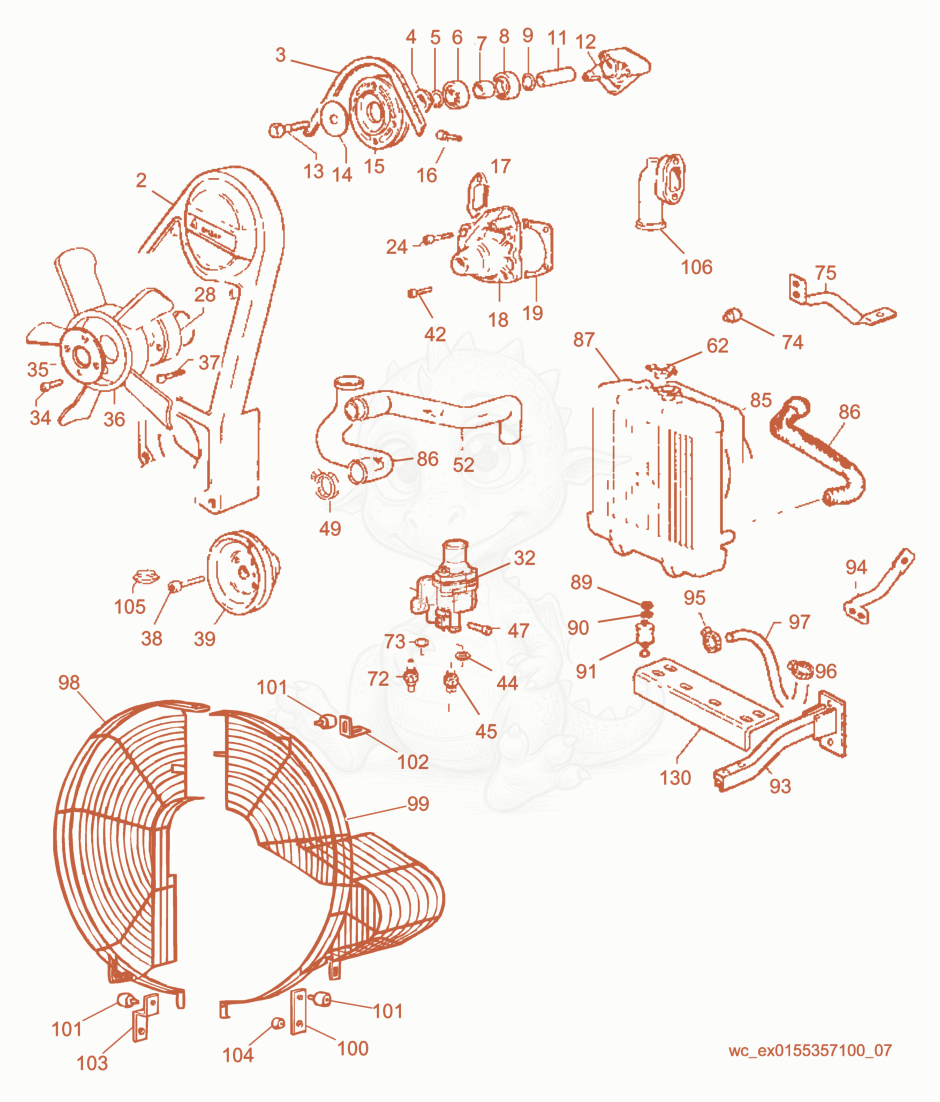Exploded parts diagram of the Radiator cpl. of a Wacker Neuson LTC4L, with numbered balloons