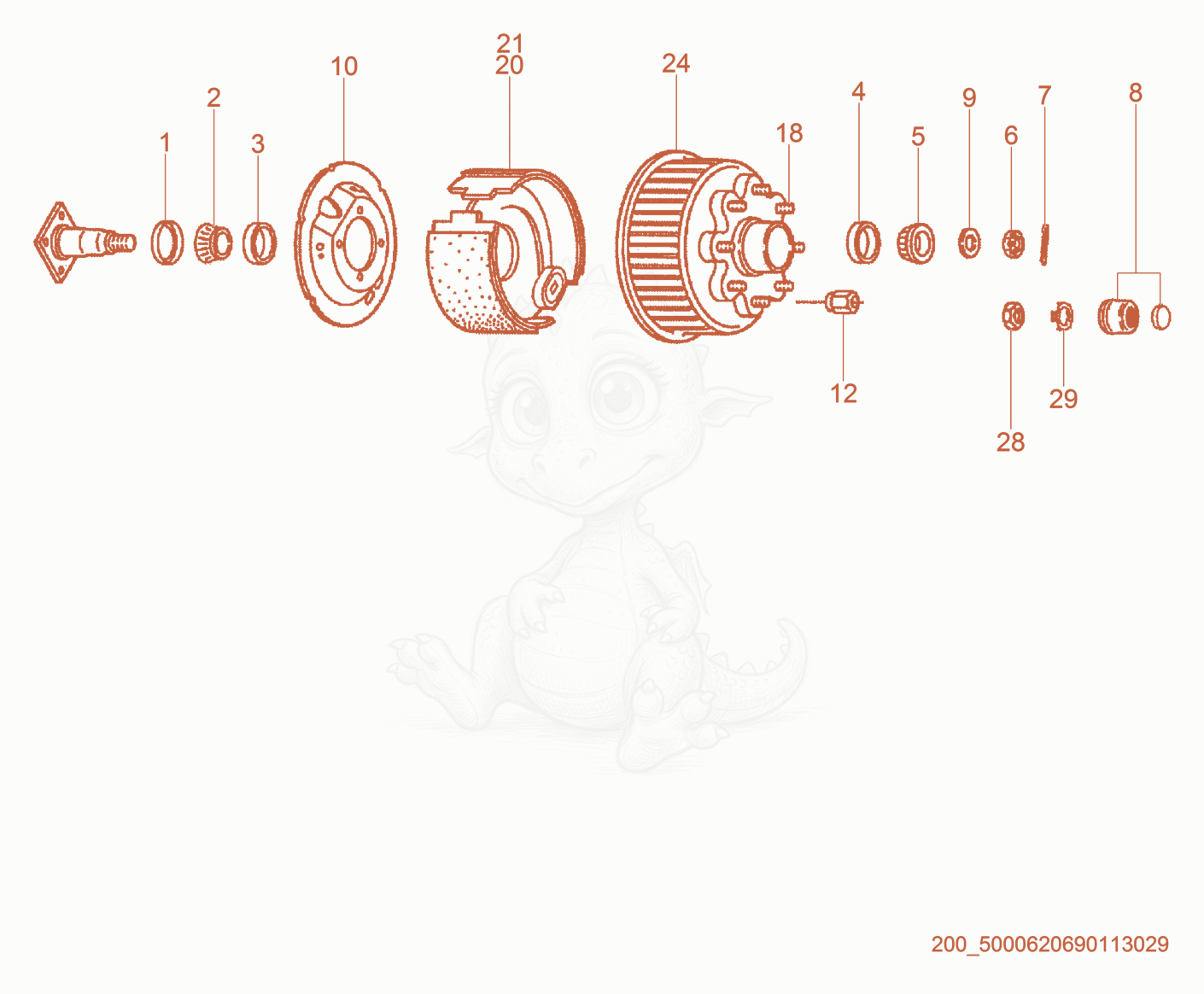 Despiece del Hub de una máquina Wacker Neuson ARCTICBEARXHDNS, con globos numerados