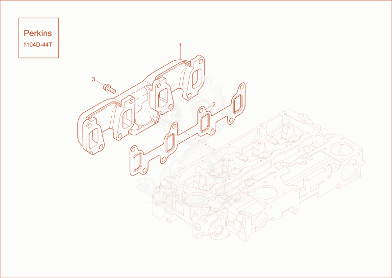 Exploded parts diagram of the exhaust manifold of a Wacker Neuson ST35(S04-02), with numbered balloons