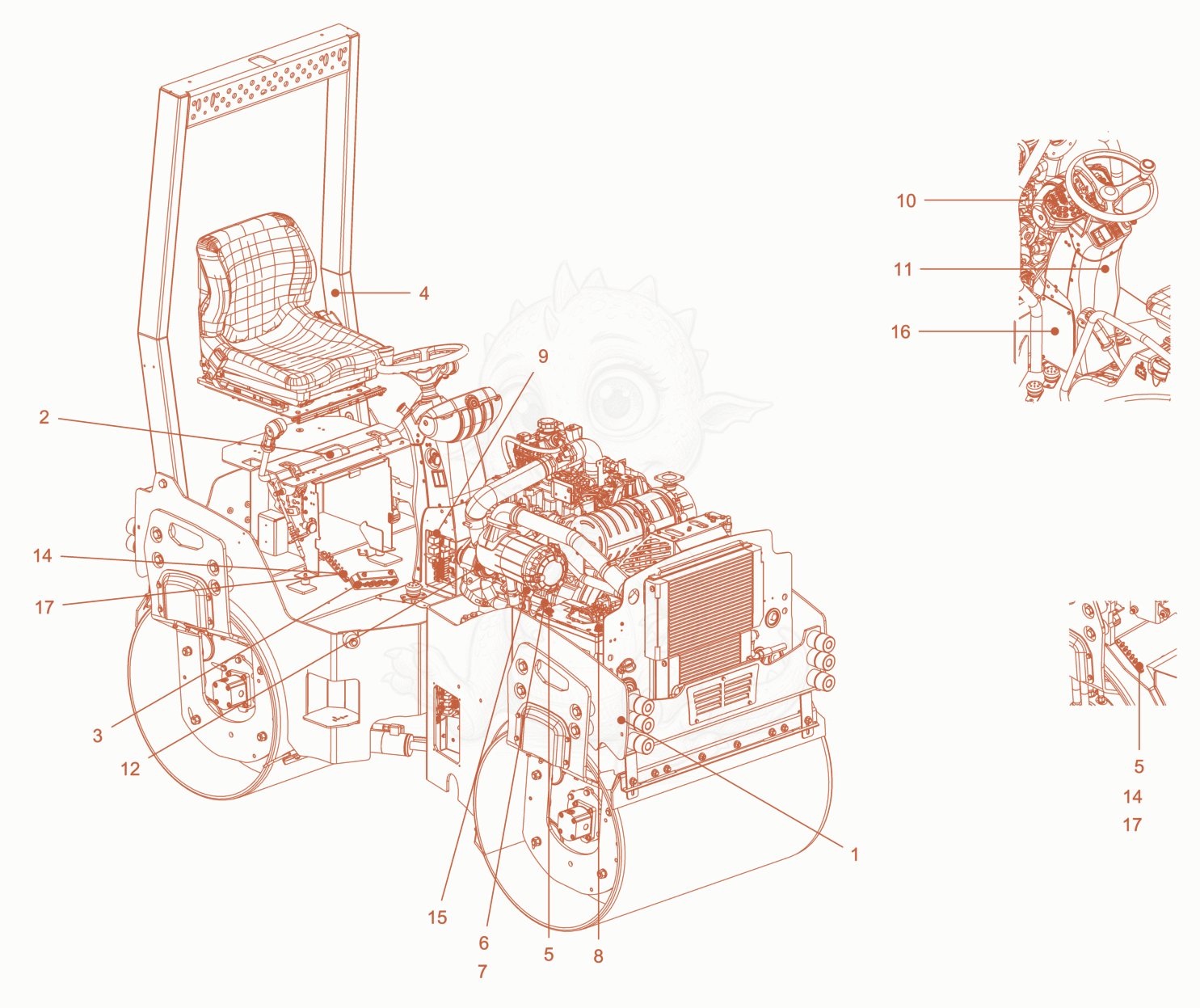 Exploded parts diagram of the cable harnesses of a Wacker Neuson RD18-100C.3, with numbered balloons