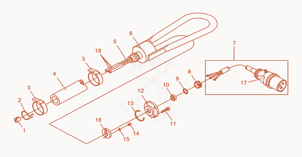 Exploded parts diagram of the Hose Connection cpl. of a Wacker Neuson IREN65, with numbered balloons