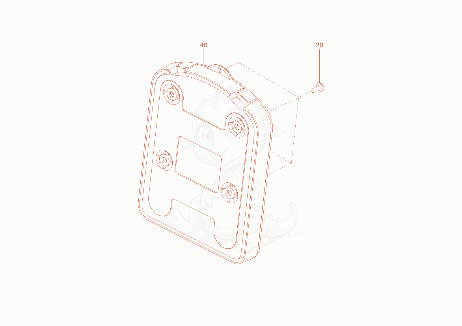 Exploded parts diagram of the documents box of a Wacker Neuson WL20E(A09-01), with numbered balloons