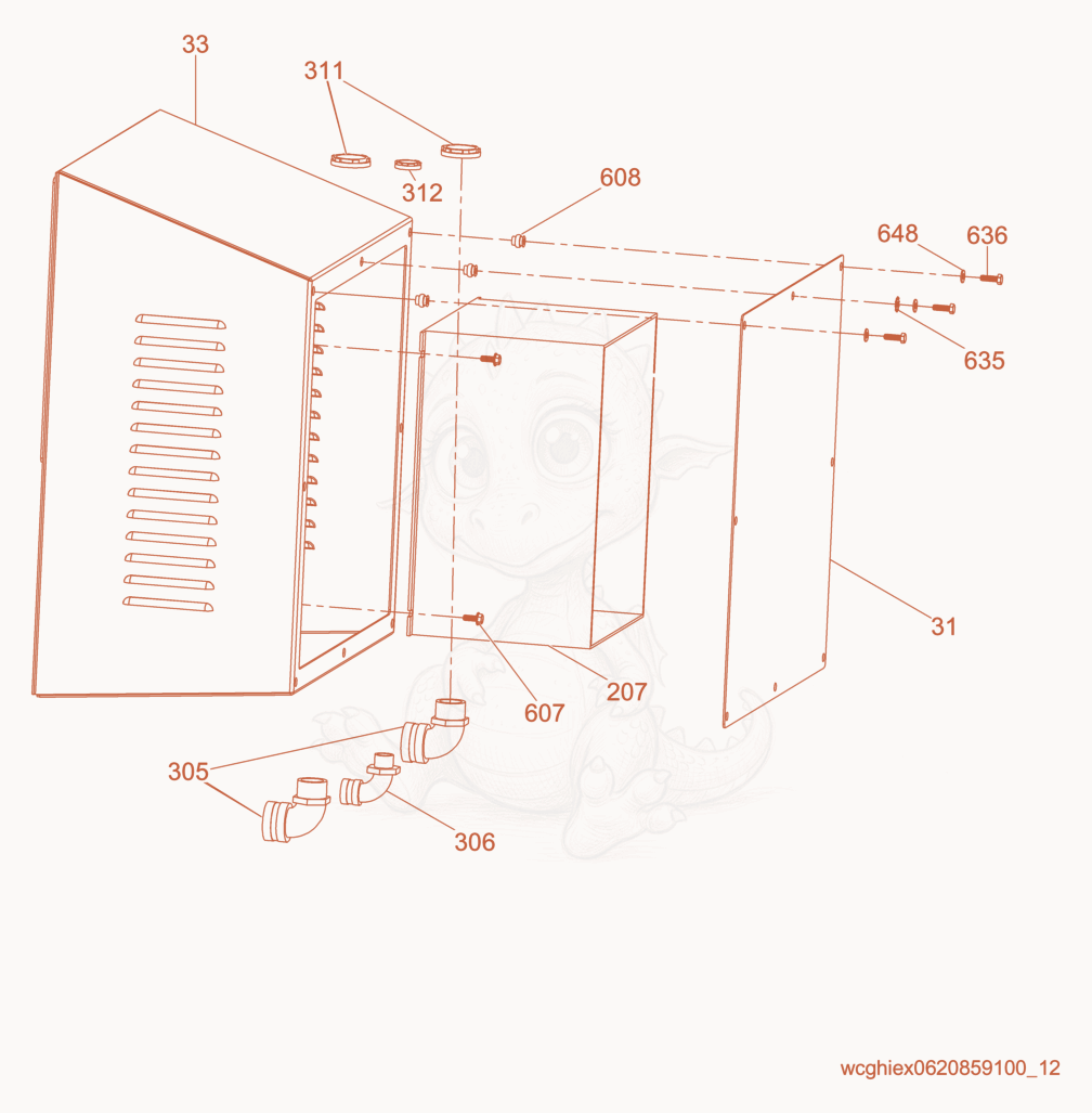 Exploded parts diagram of the VFD module cpl. of a Wacker Neuson HI750D, with numbered balloons