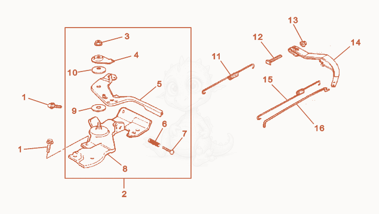 Despiece del Governor de una máquina Wacker Neuson PG3A, con globos numerados
