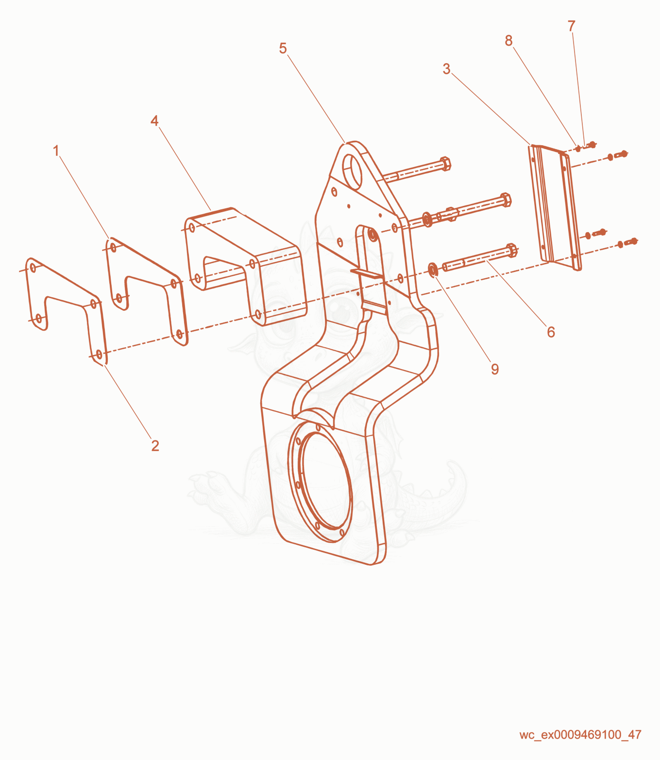 Exploded parts diagram of the Drum Support for Drive Motor of a Wacker Neuson RD27-120, with numbered balloons