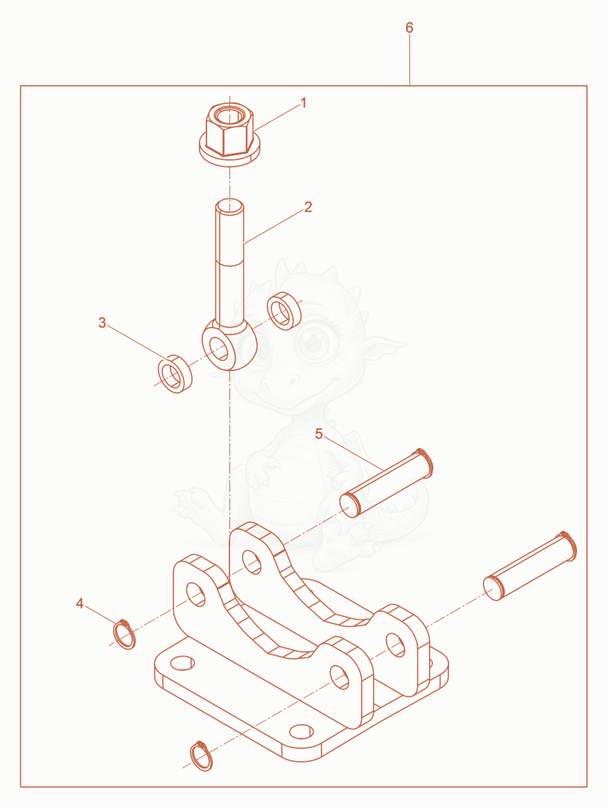 Exploded parts diagram of the Fixing Device of a Wacker Neuson AR42/4,5/250, with numbered balloons