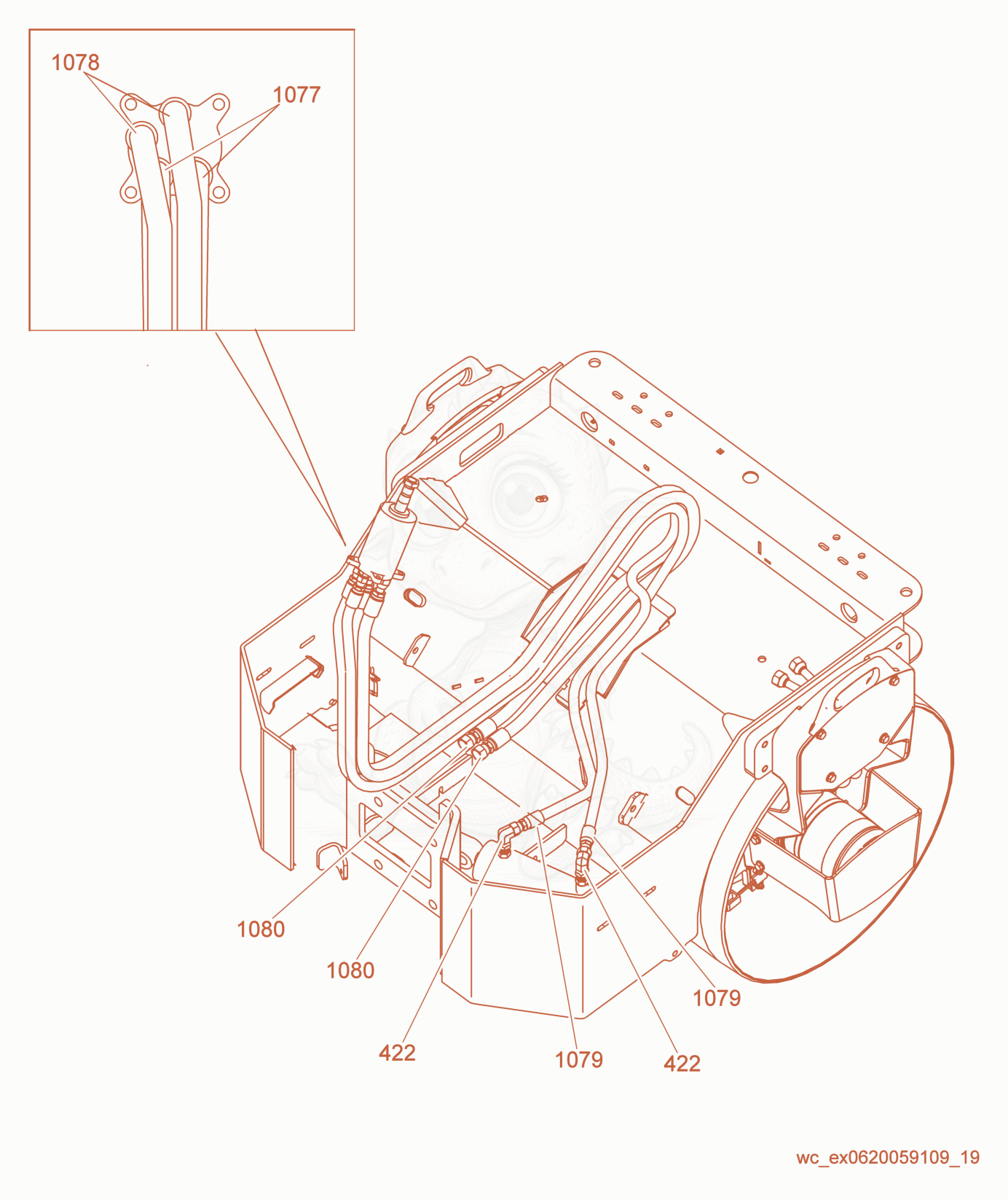 Exploded parts diagram of the Steering Hydraulic System of a Wacker Neuson RD12-90, with numbered balloons