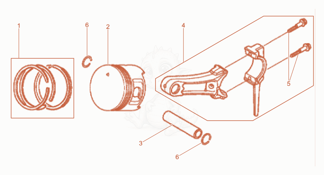 Exploded parts diagram of the Piston of a Wacker Neuson GV2500A, with numbered balloons