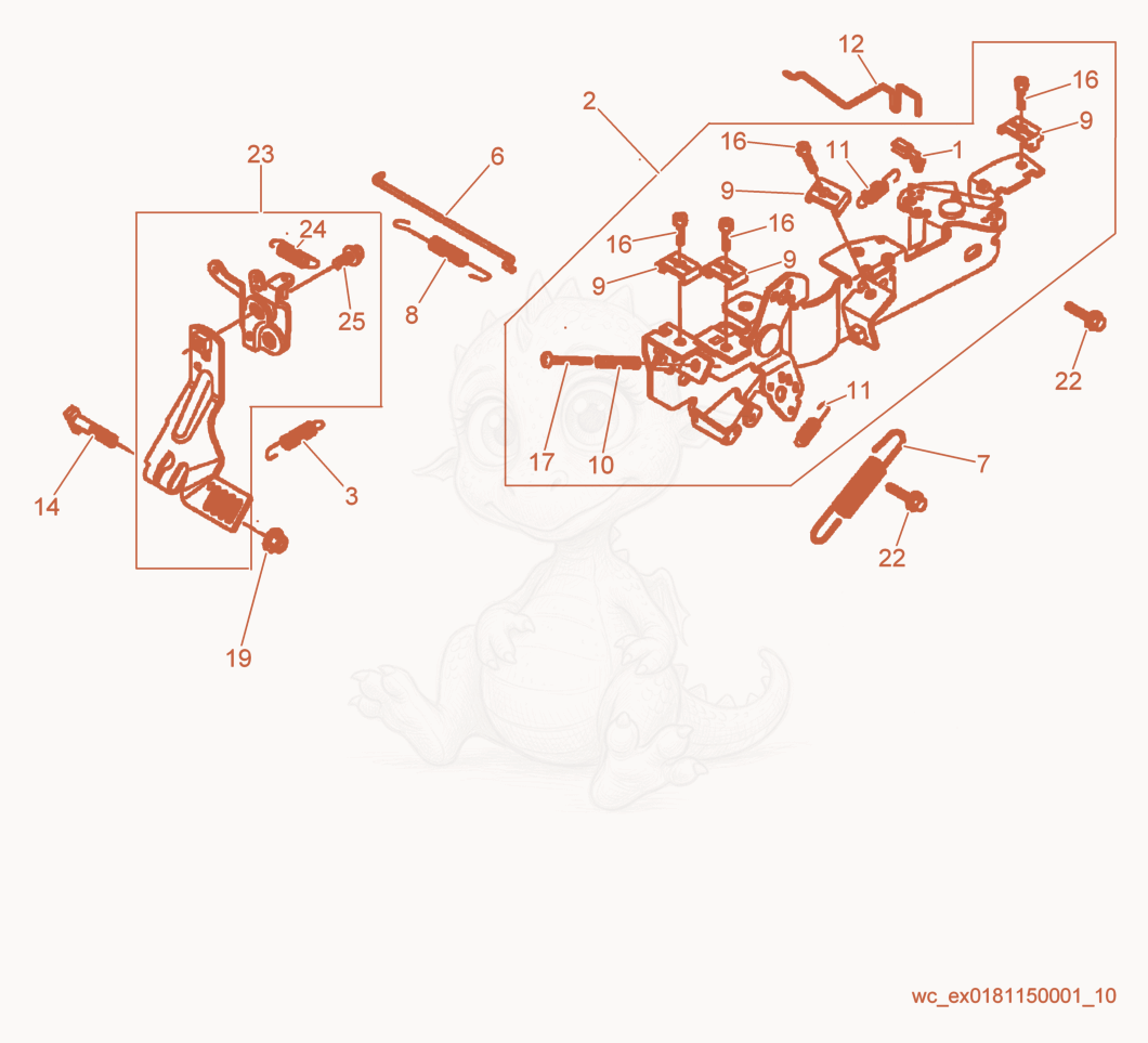 Exploded parts diagram of the Governor of a Wacker Neuson CRT36-26A, with numbered balloons
