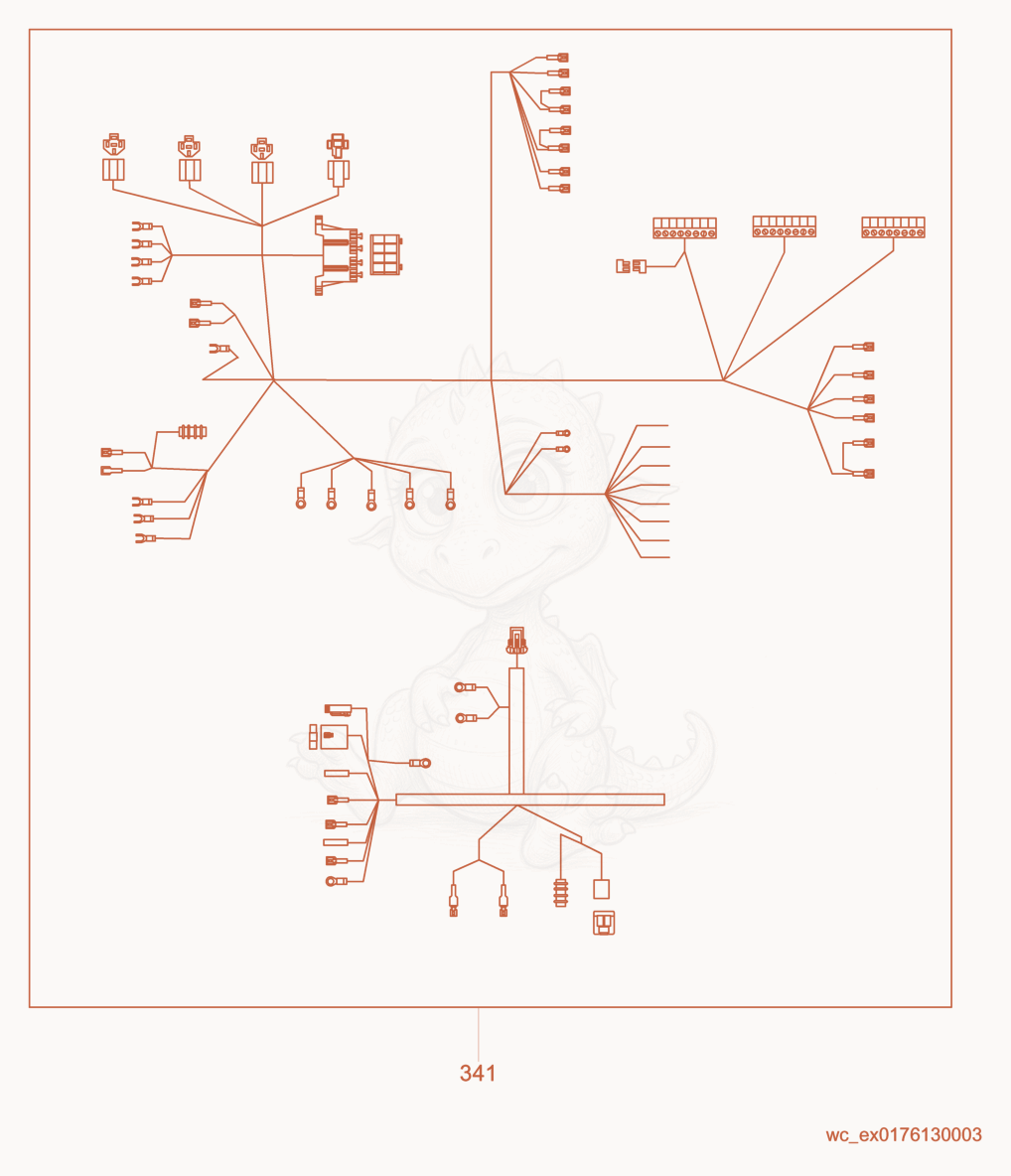 Exploded parts diagram of the DC Wiring Harness of a Wacker Neuson G25, with numbered balloons