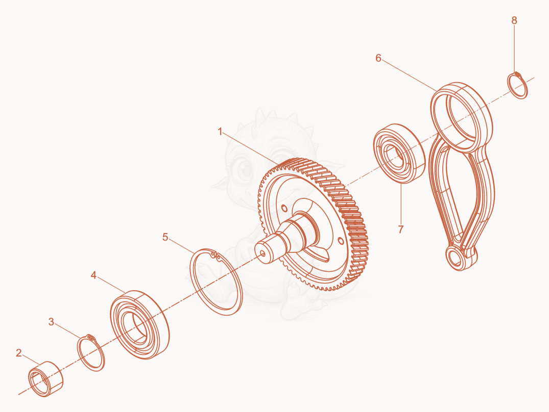 Exploded parts diagram of the Crank Gear cpl. of a Wacker Neuson BS50-4AS11IN, with numbered balloons