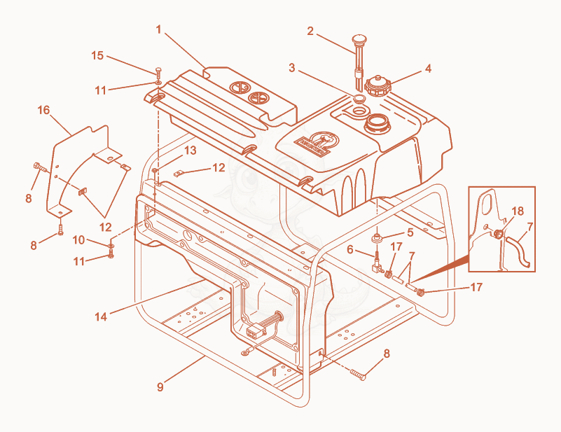 Exploded parts diagram of the Frame of a Wacker Neuson GS4.6A, with numbered balloons