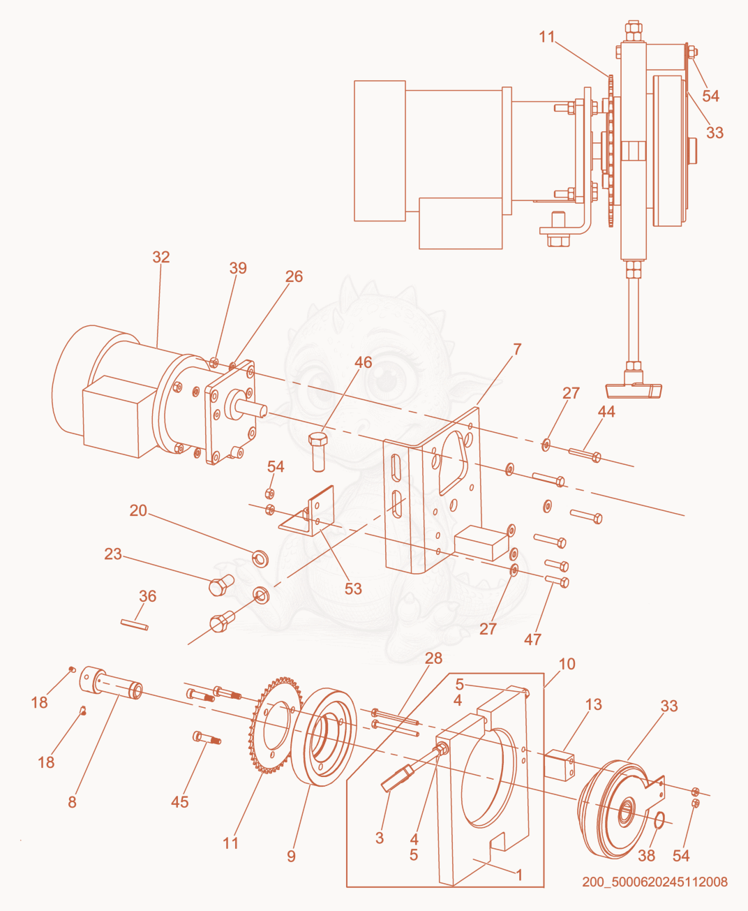 Despiece del Brake cpl. de una máquina Wacker Neuson PUREHEAT, con globos numerados