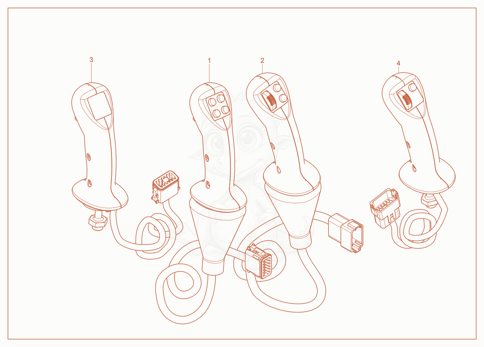 Despiece del Grip de una máquina Wacker Neuson ST31(S05-6), con globos numerados