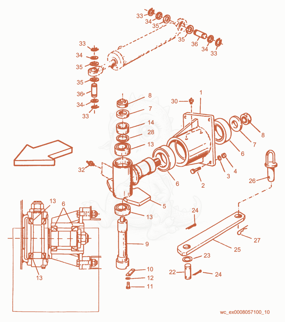 Exploded parts diagram of the Steering System Central Articulation of a Wacker Neuson RD15, with numbered balloons