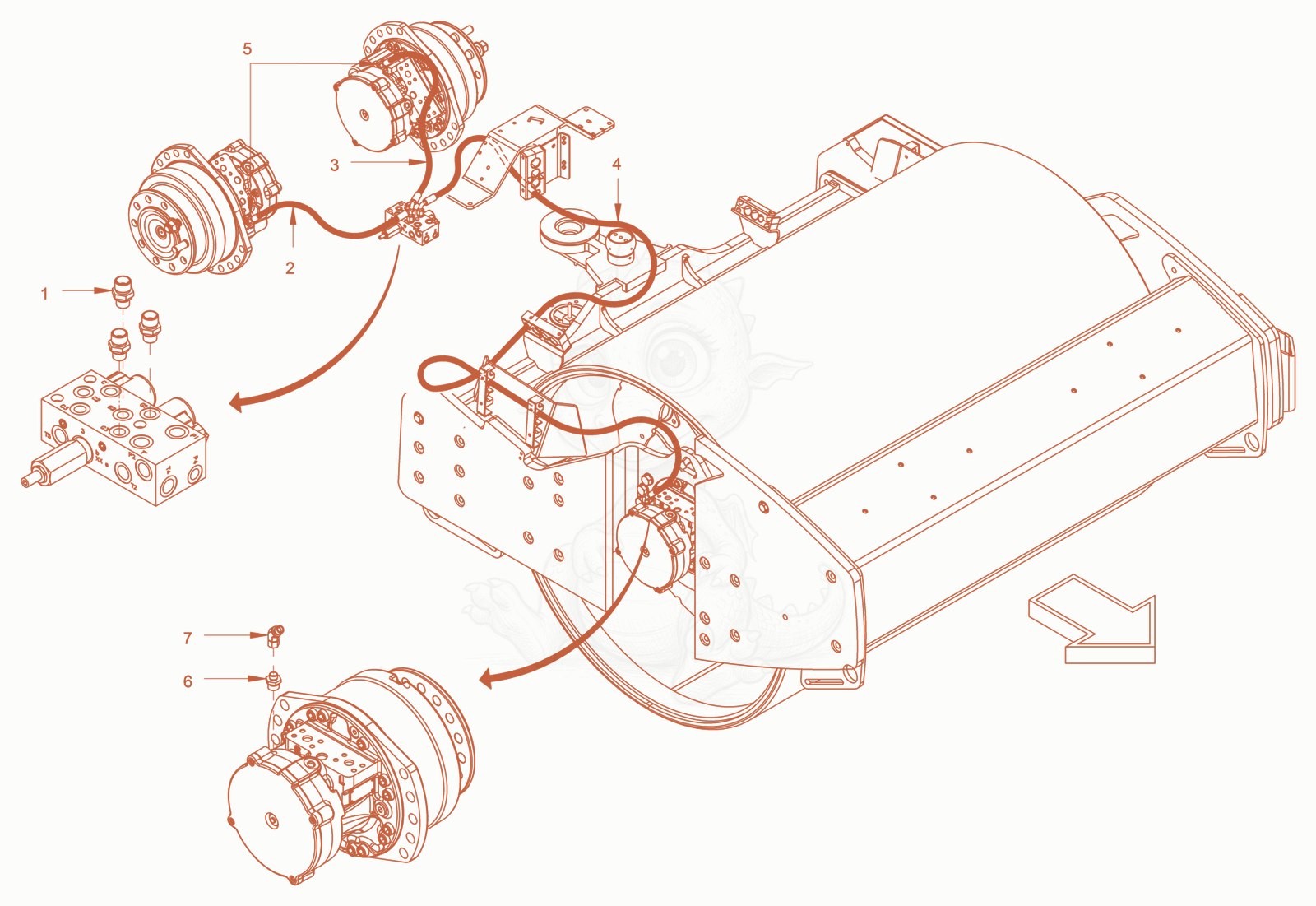 Exploded parts diagram of the Gear Shifting of a Wacker Neuson RC70VOUS, with numbered balloons