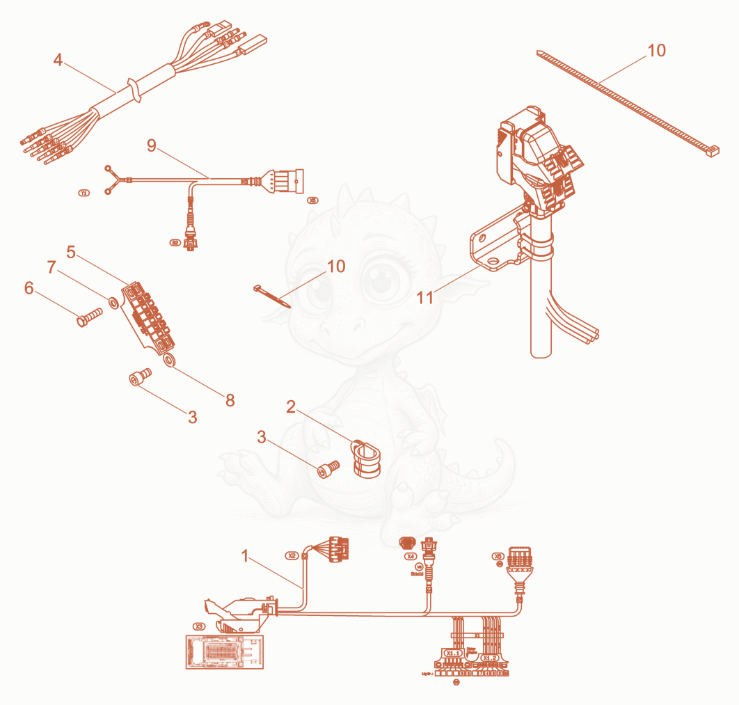 Despiece del Cable harness - Steering de una máquina Wacker Neuson XPUKMAT, con globos numerados