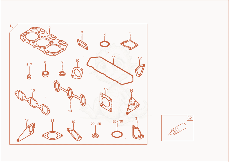 Exploded parts diagram of the SEAL KIT of a Wacker Neuson TD15, with numbered balloons