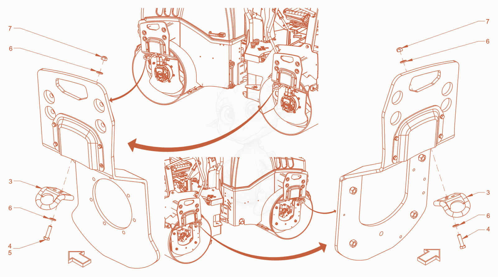 Exploded parts diagram of the main frame and assemblies of a Wacker Neuson RD24-100.3, with numbered balloons
