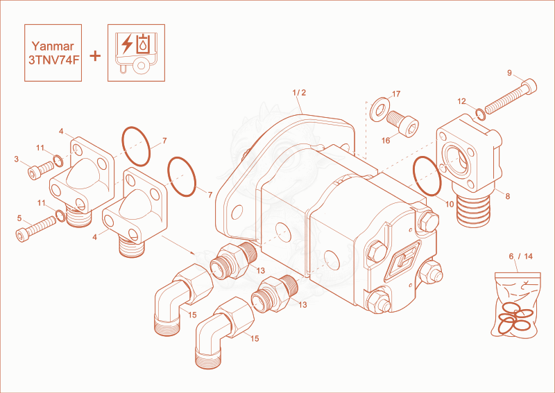 Exploded parts diagram of the HYDRAULIC PUMP (Option) of a Wacker Neuson 803, with numbered balloons