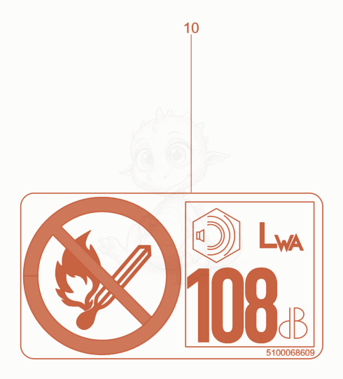 Exploded parts diagram of the Label 108dB of a Wacker Neuson XPSKMAT, with numbered balloons