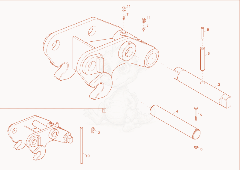 Exploded parts diagram of the QUICK-HITCH COUPLER of a Wacker Neuson 3402RDFORCE, with numbered balloons