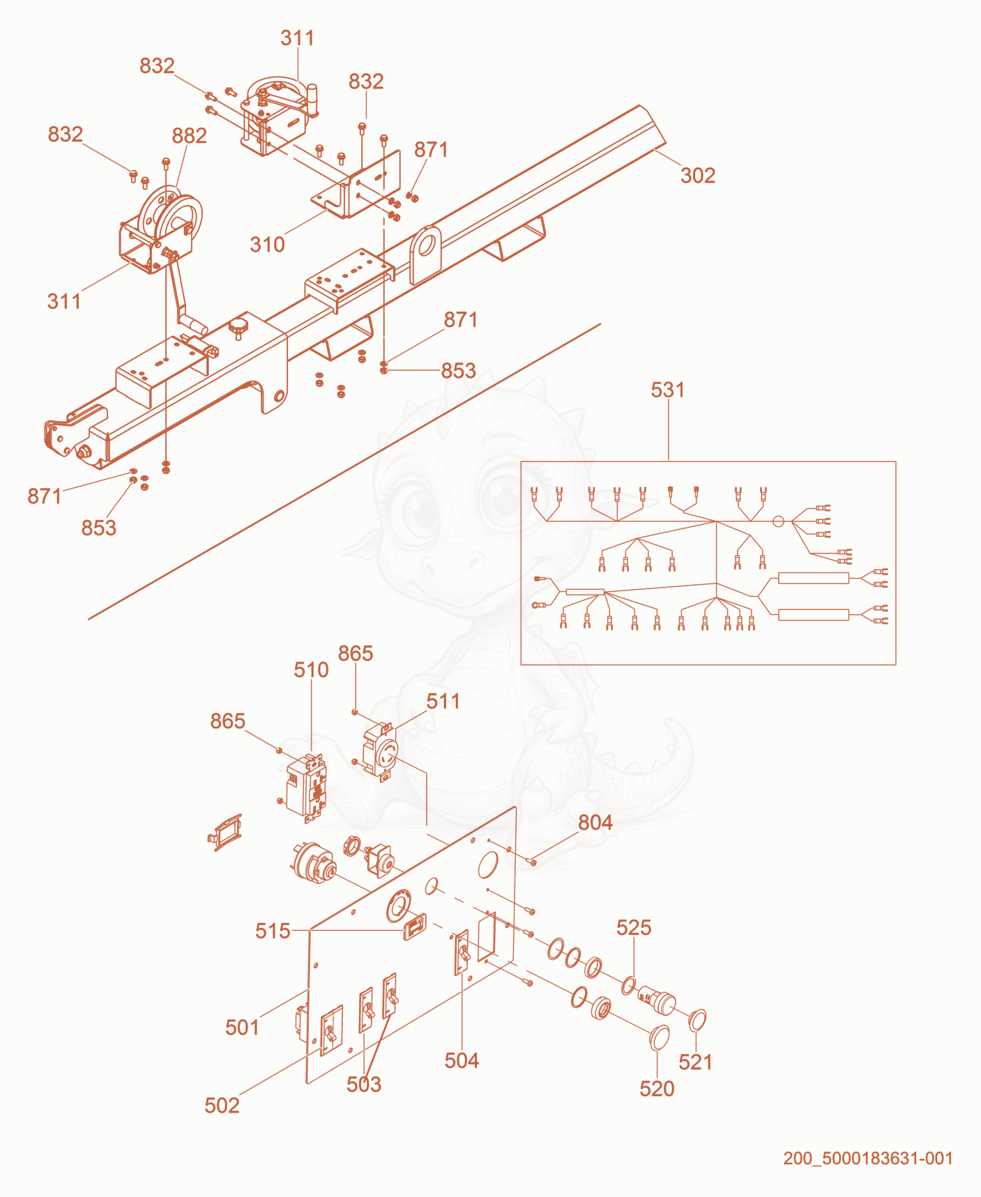 Exploded parts diagram of the Option-Manual Winch of a Wacker Neuson LTN6K, with numbered balloons
