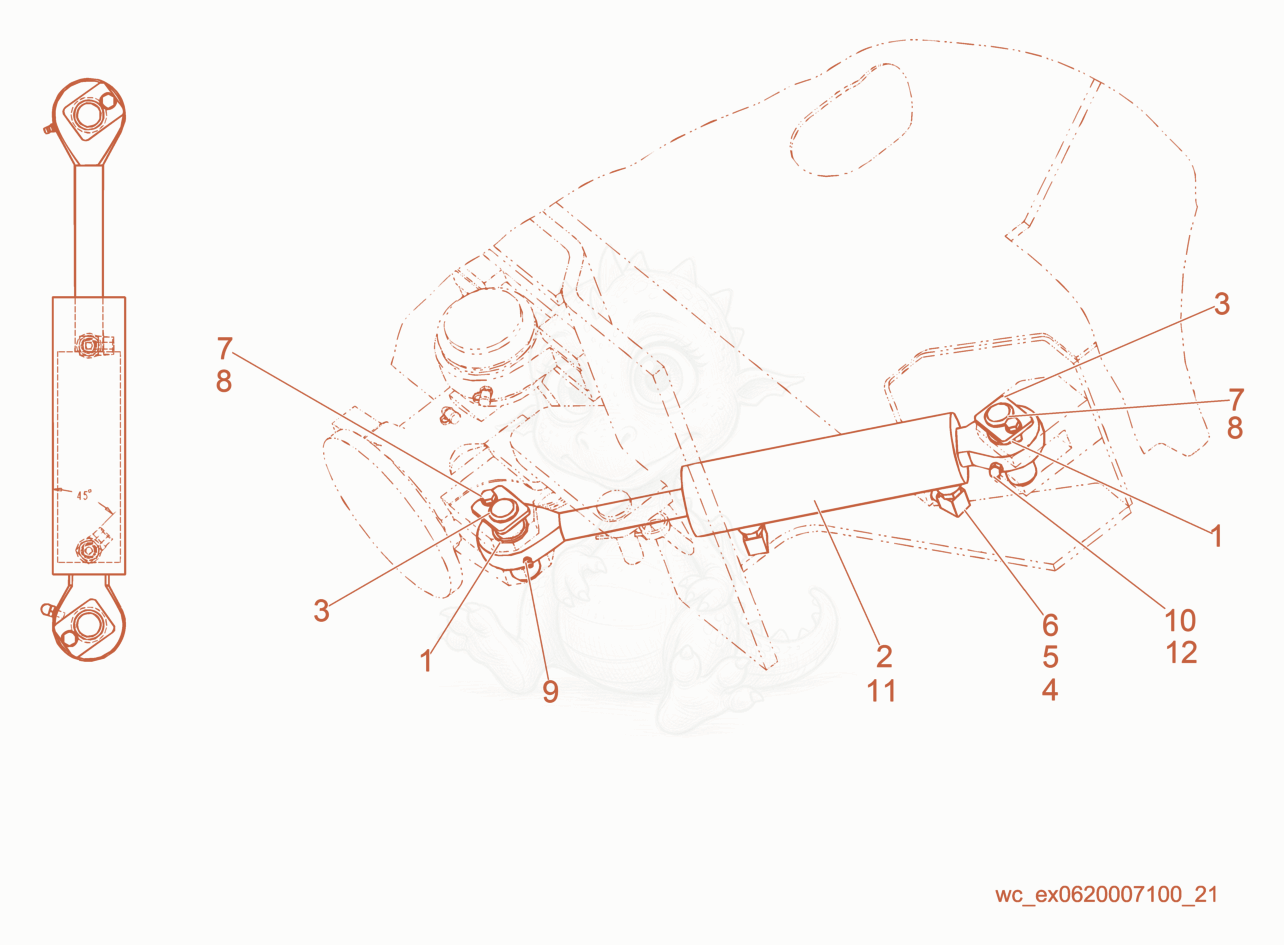 Exploded parts diagram of the Cylinder Cpl. of a Wacker Neuson RD27-120, with numbered balloons