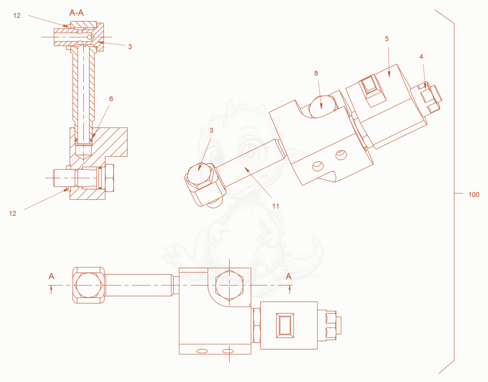 Exploded parts diagram of the valve block (emergency stop) of a Wacker Neuson RD27-120, with numbered balloons