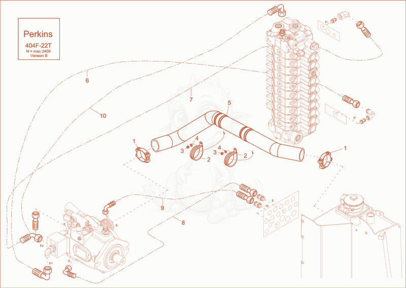 Exploded parts diagram of the HYDRAULIC PUMP INSTALLATION of a Wacker Neuson EW65, with numbered balloons