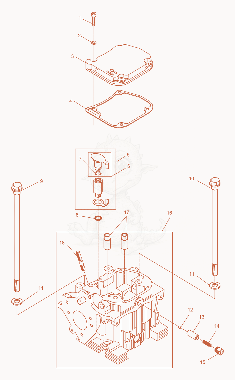 Exploded parts diagram of the Dosing Device-Cylinder Head of a Wacker Neuson DPU4045H, with numbered balloons