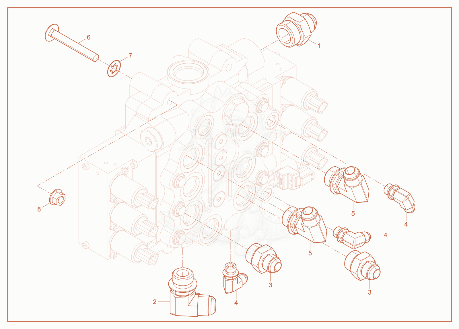 Exploded parts diagram of the Control Block Fittings of a Wacker Neuson ST50, with numbered balloons