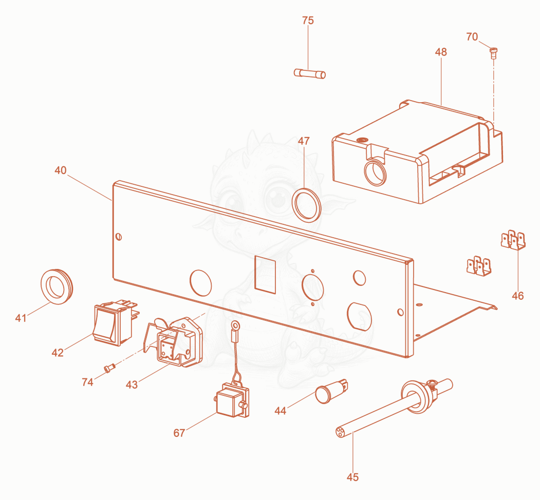 Exploded parts diagram of the Controller housing cpl. of a Wacker Neuson HI34, with numbered balloons