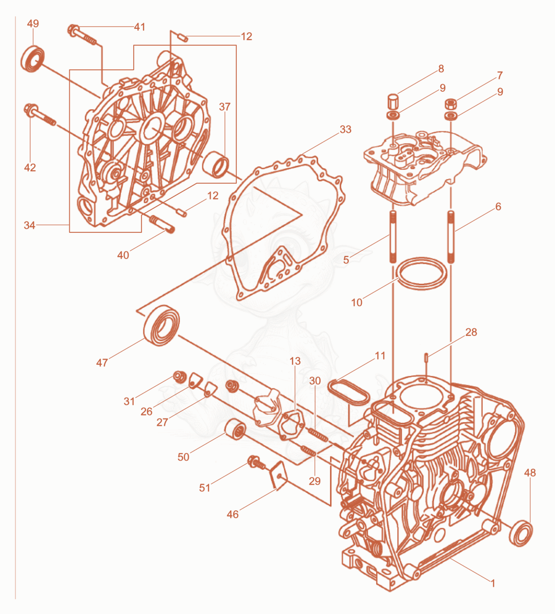 Exploded parts diagram of the Cylinder housing of a Wacker Neuson DS70Y13INLRC, with numbered balloons