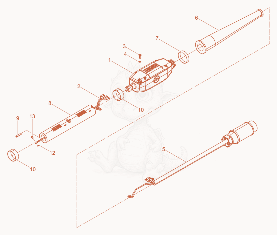 Exploded parts diagram of the Hose connection of a Wacker Neuson IREN65/240/180, with numbered balloons