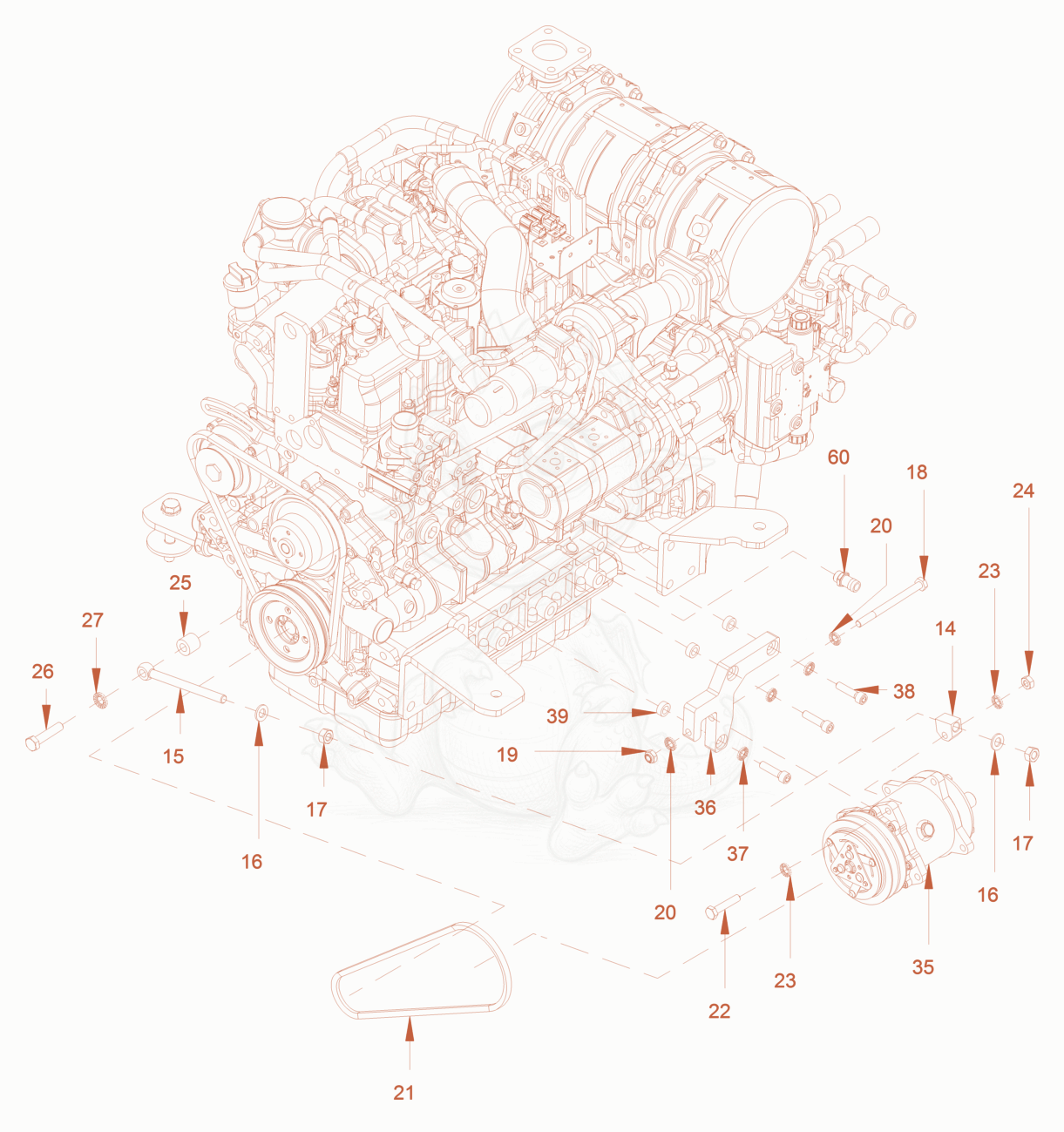 Exploded parts diagram of the air conditioning of a Wacker Neuson RC70P, with numbered balloons