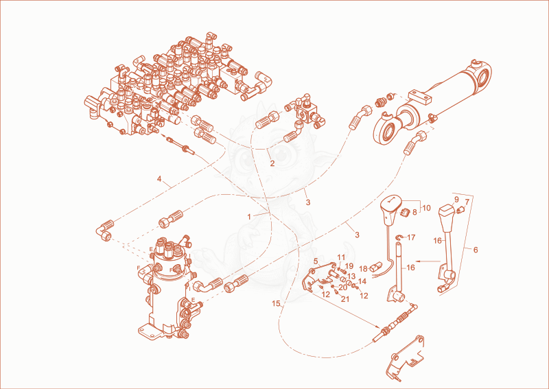 Exploded parts diagram of the DOZER BLADE OPERATION of a Wacker Neuson ET20, with numbered balloons
