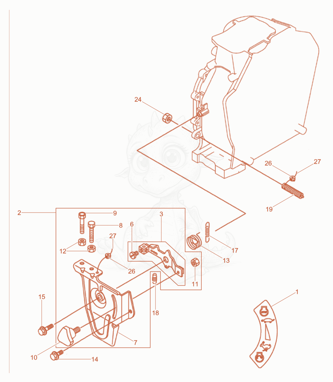 Exploded parts diagram of the Governor of a Wacker Neuson DS70Y13INLRC, with numbered balloons