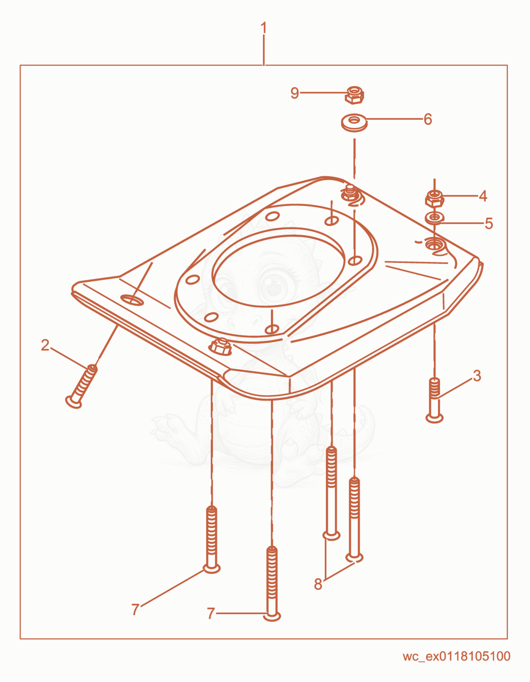 Exploded parts diagram of the Ramming Shoe Kit of a Wacker Neuson BS50-4, with numbered balloons