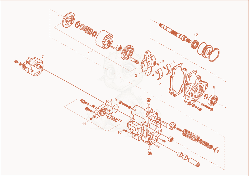 Exploded parts diagram of the HYDRAULIK PUMP DISASSEMBLED of a Wacker Neuson 3402RDFORCE, with numbered balloons