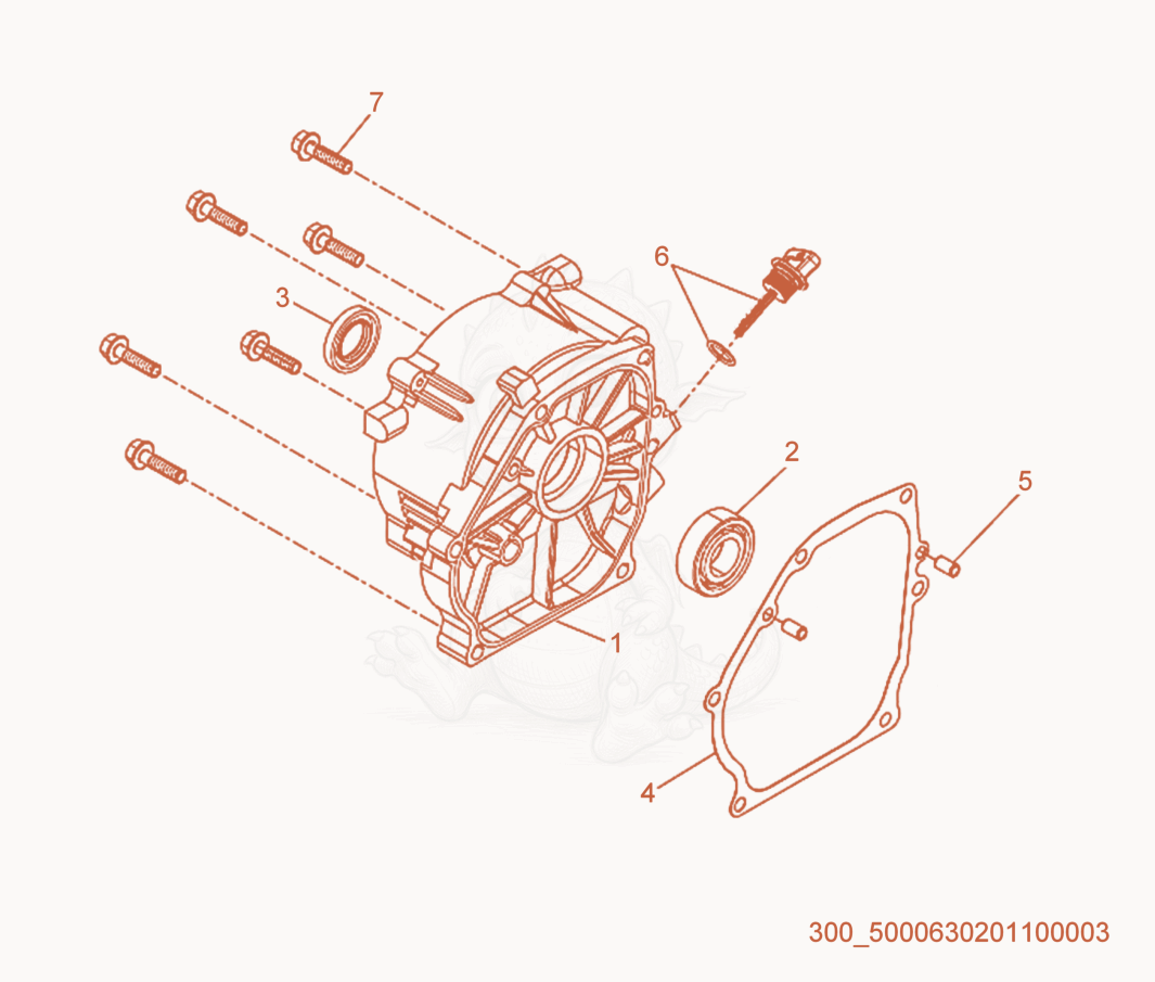 Exploded parts diagram of the Crankcase Cover of a Wacker Neuson MG3SD, with numbered balloons