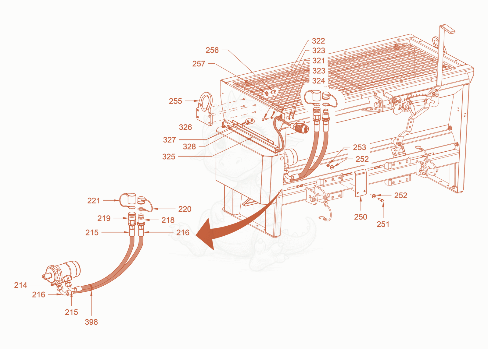 Exploded parts diagram of the cylinder spreader of a Wacker Neuson RD40-130CDPF, with numbered balloons