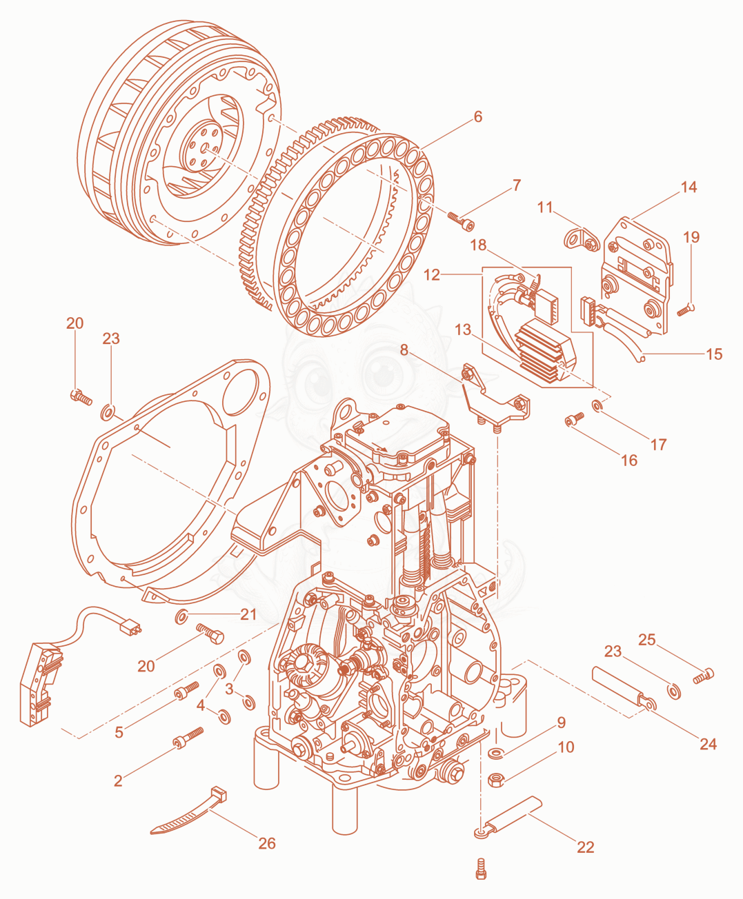 Exploded parts diagram of the Generator of a Wacker Neuson DPU6555HEHAPN, with numbered balloons