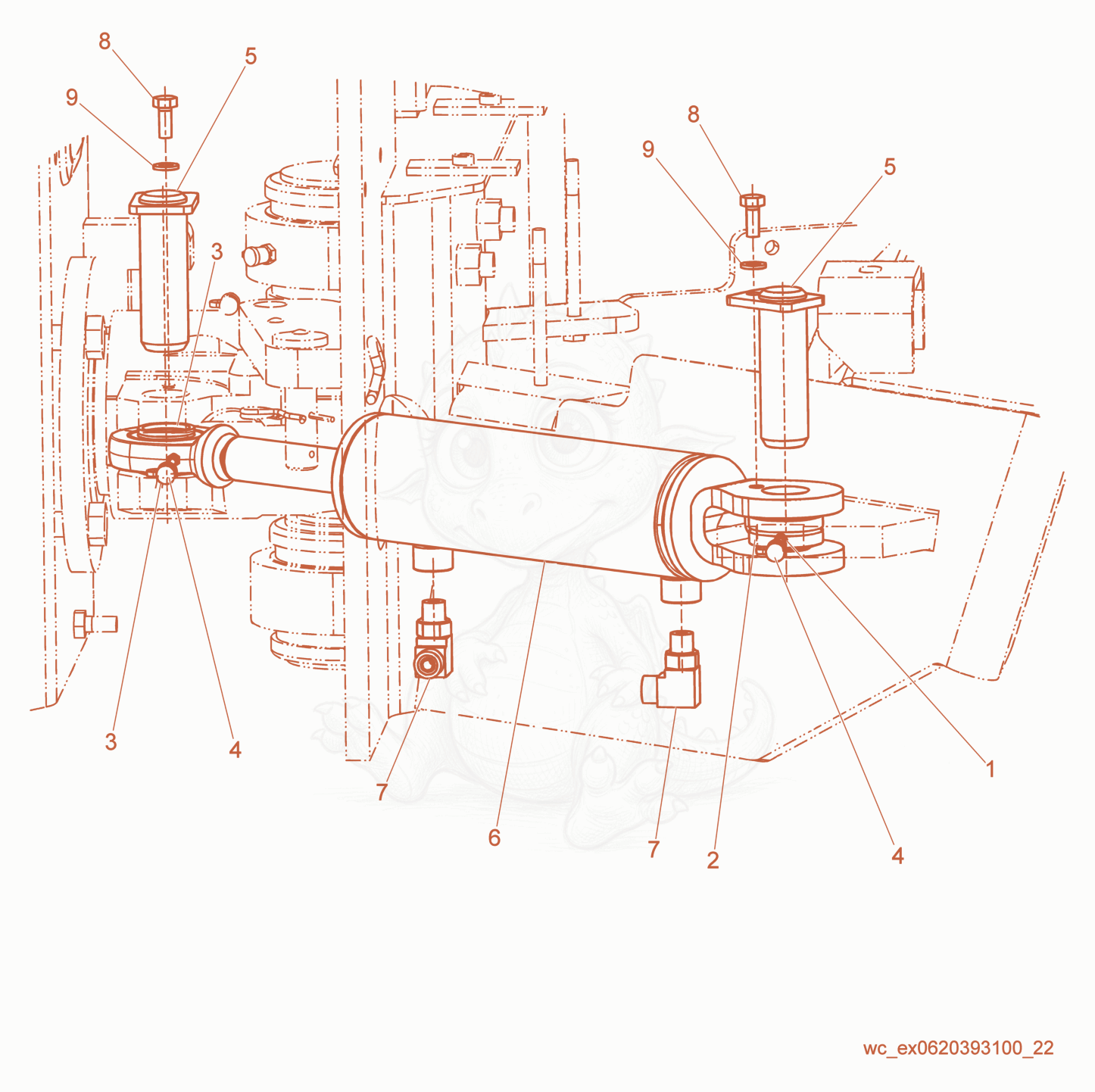 Exploded parts diagram of the Cylinder cpl. of a Wacker Neuson RD27-120, with numbered balloons
