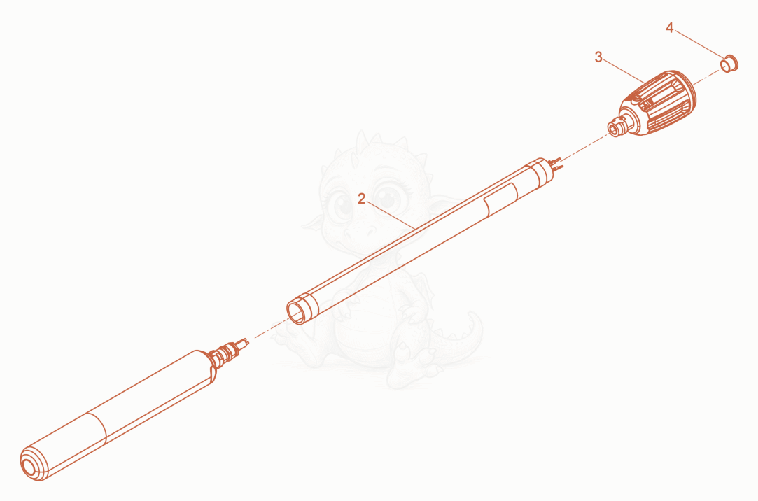 Exploded parts diagram of the Internal Vibrator of a Wacker Neuson IRFLEX38/230/10, with numbered balloons