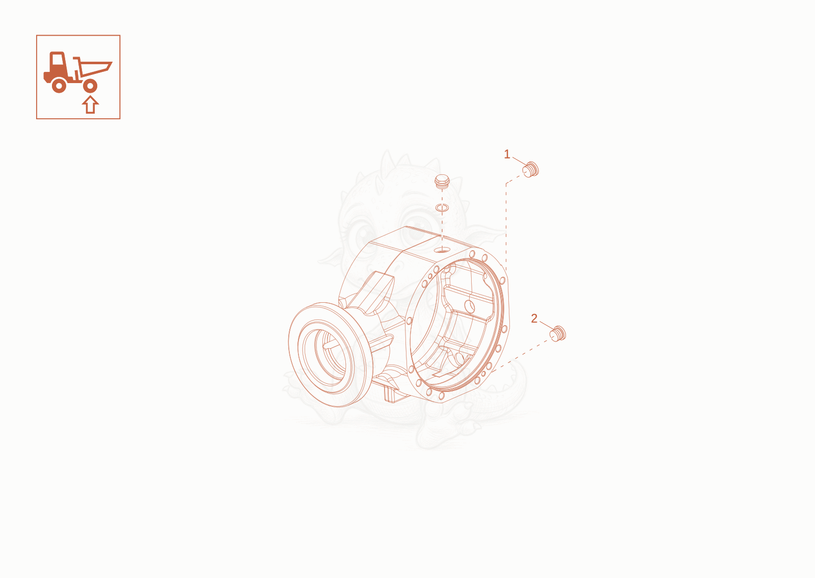 Exploded parts diagram of the housing of a Wacker Neuson DW20-2, with numbered balloons