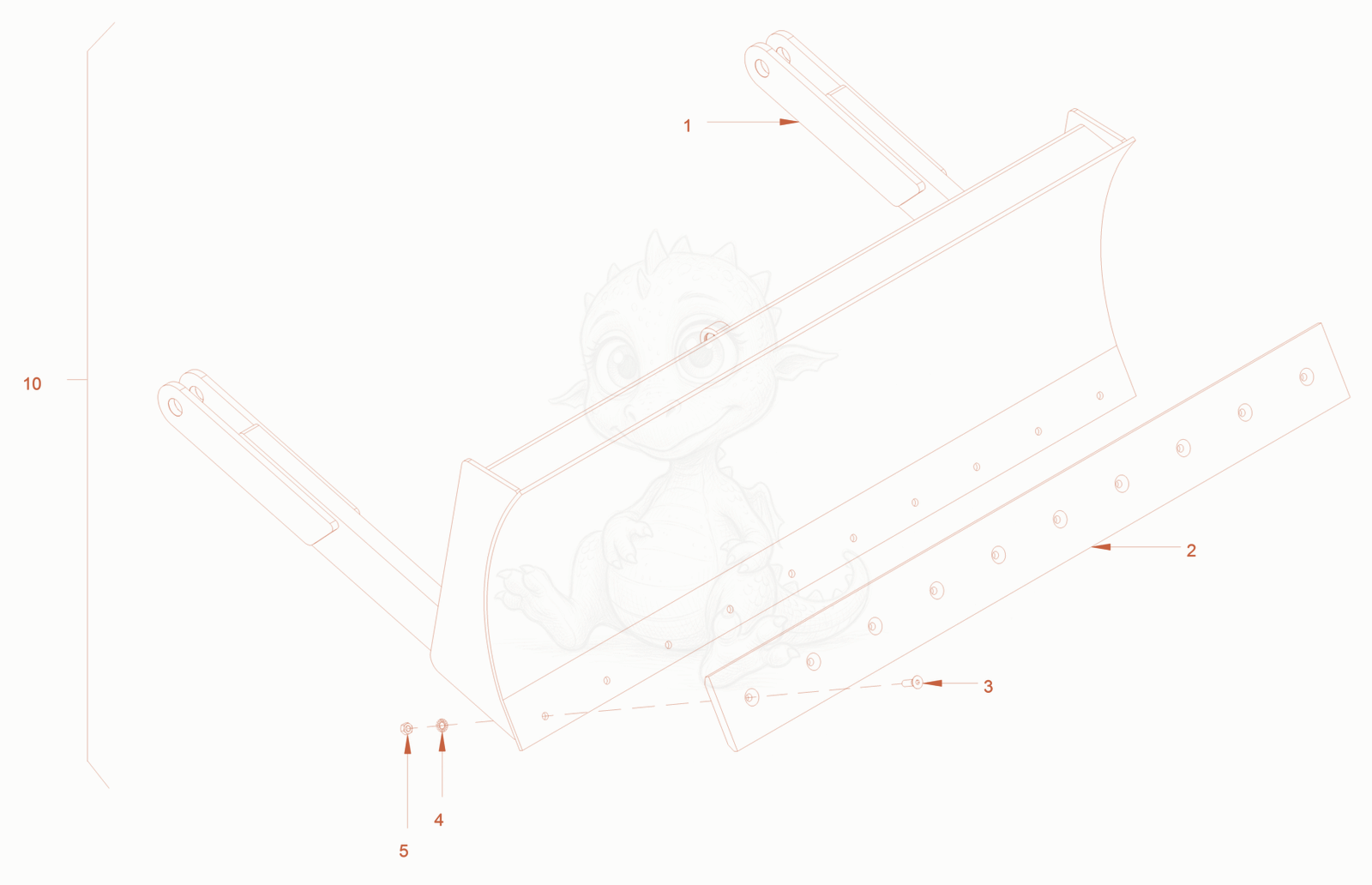 Exploded parts diagram of the dozer blade of a Wacker Neuson RC70P, with numbered balloons
