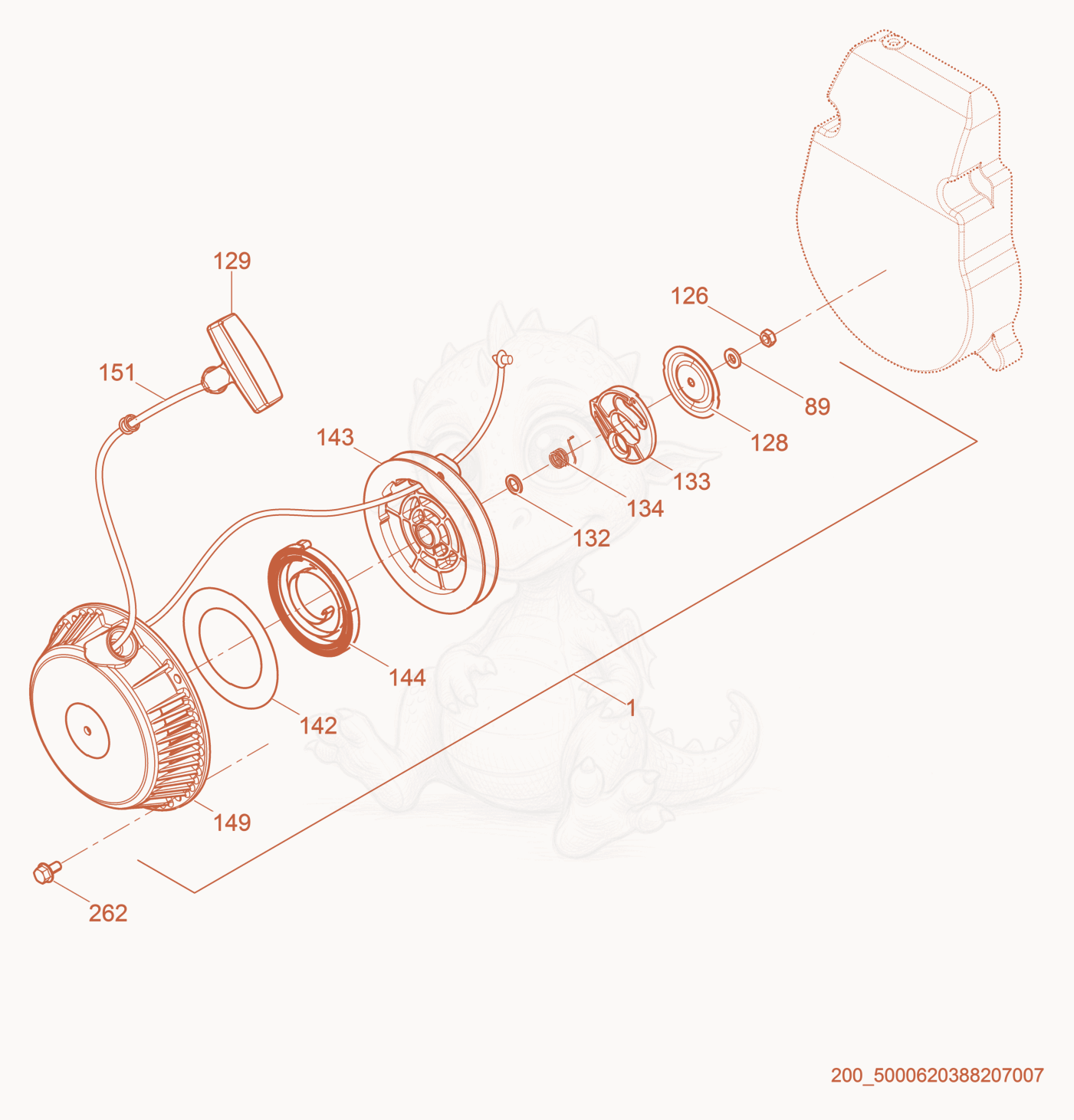 Exploded parts diagram of the Starter cpl. of a Wacker Neuson BS60-4SEU, with numbered balloons
